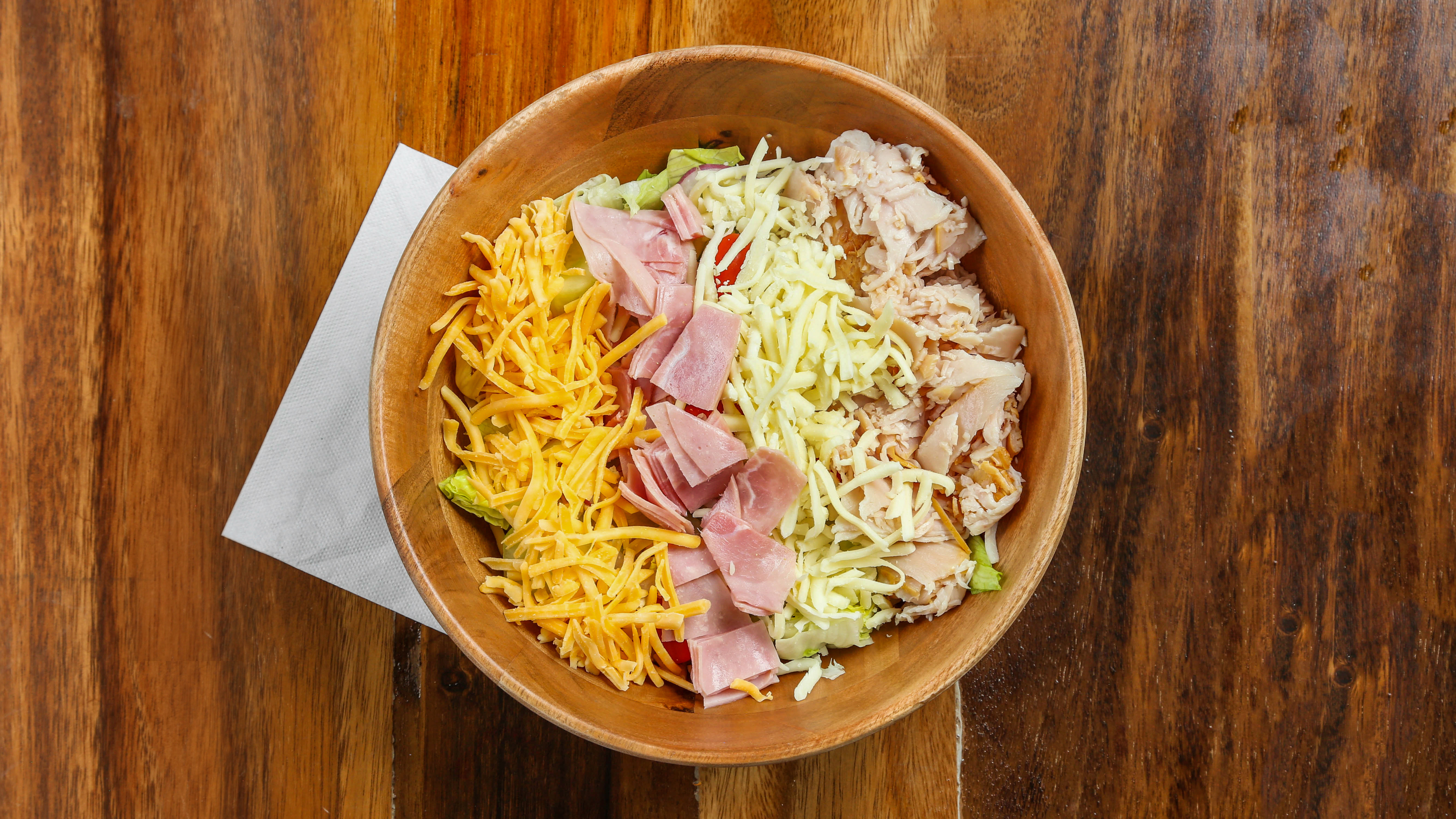 Fresh chef salad with ham, turkey, cheddar and mozzarella cheese from Pizza Perfectta Shadyside Pittsburgh